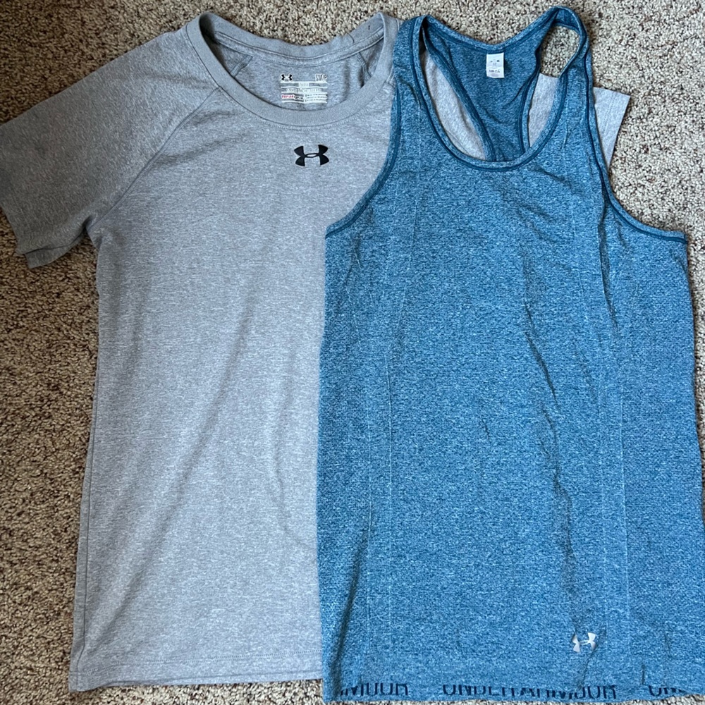Under Armour Gray T-Shirt and Blue Tank Top Bundle